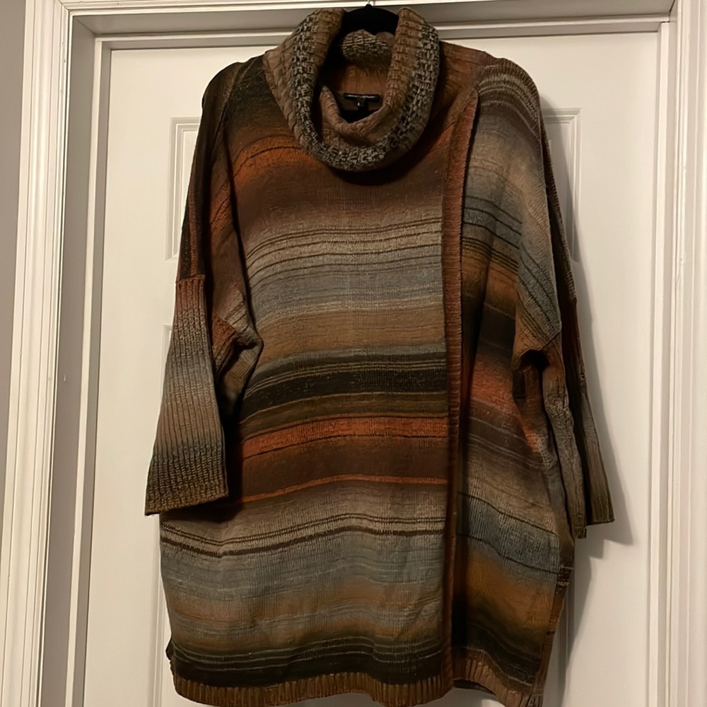Oversized Turtleneck Sweater Poncho